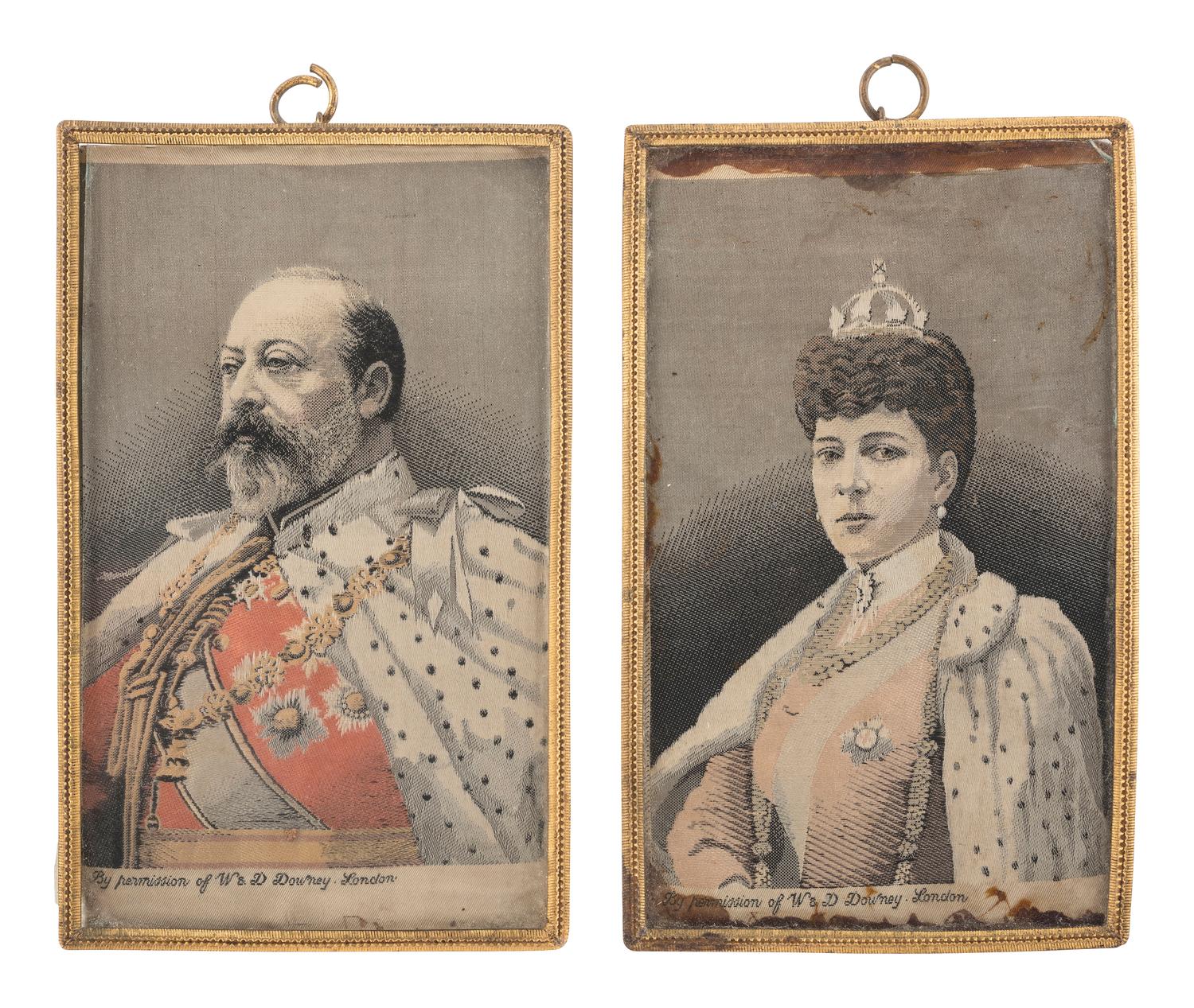 [ROYALTY]. Poster and textiles celebrating Queen Victoria and her son, Edward VII, comprising: