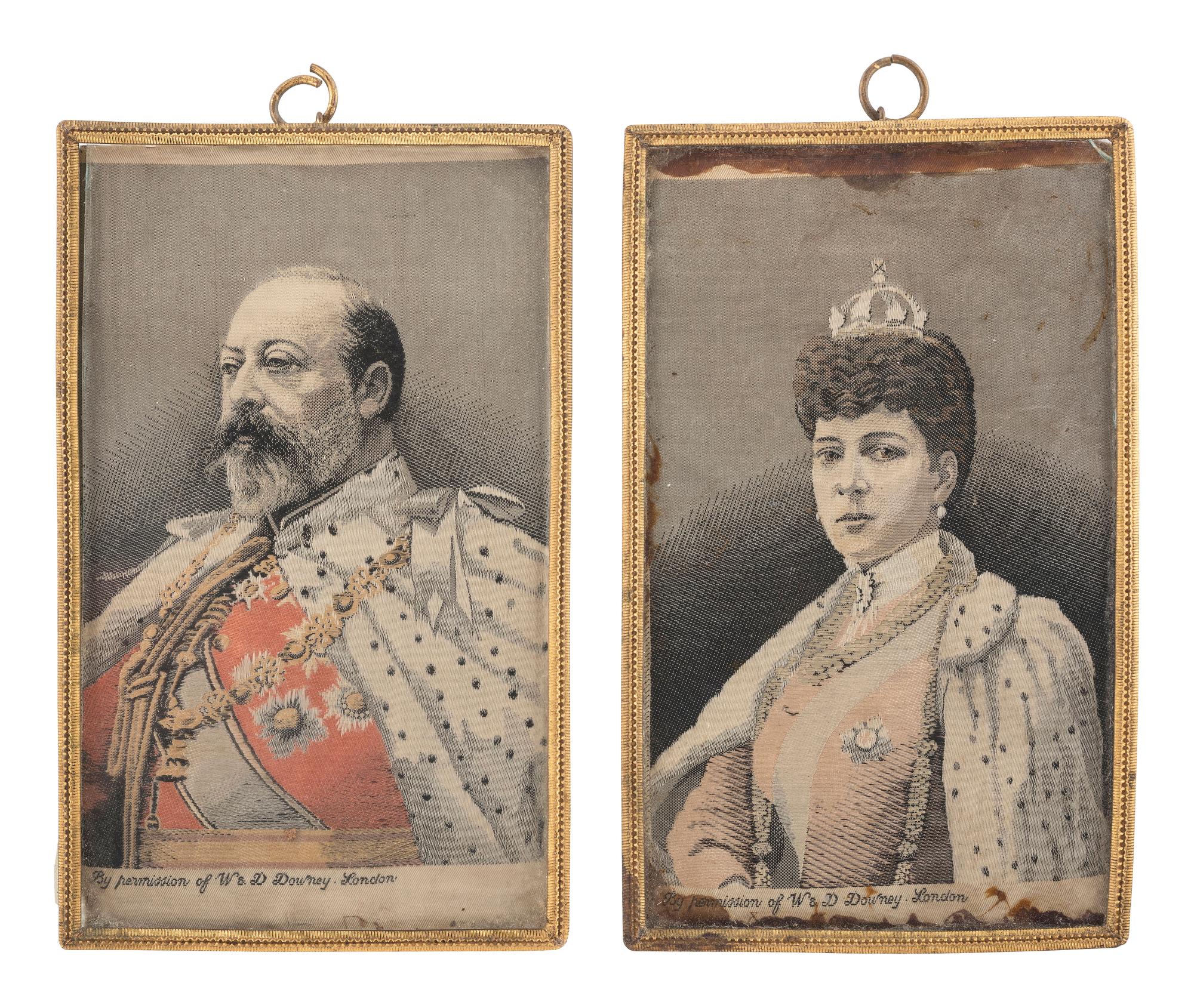 [ROYALTY]. Poster and textiles celebrating Queen Victoria and her son, Edward VII, comprising: