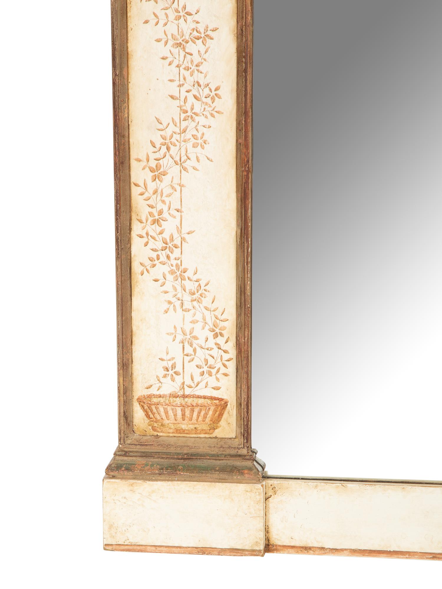 A Neoclassical Style Painted and Parcel Gilt Mirror