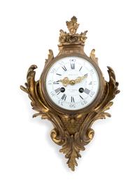 A Louis XV Style Gilt Bronze Cartel Clock