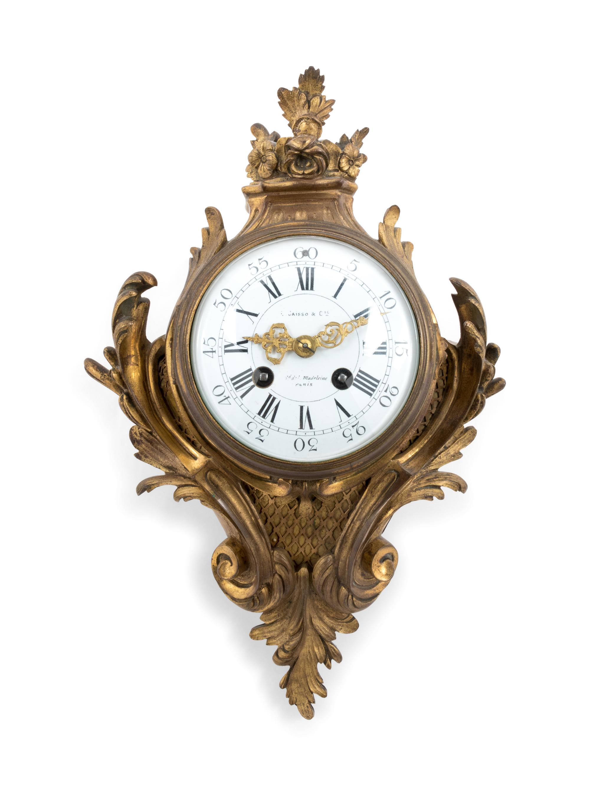 A Louis XV Style Gilt Bronze Cartel Clock