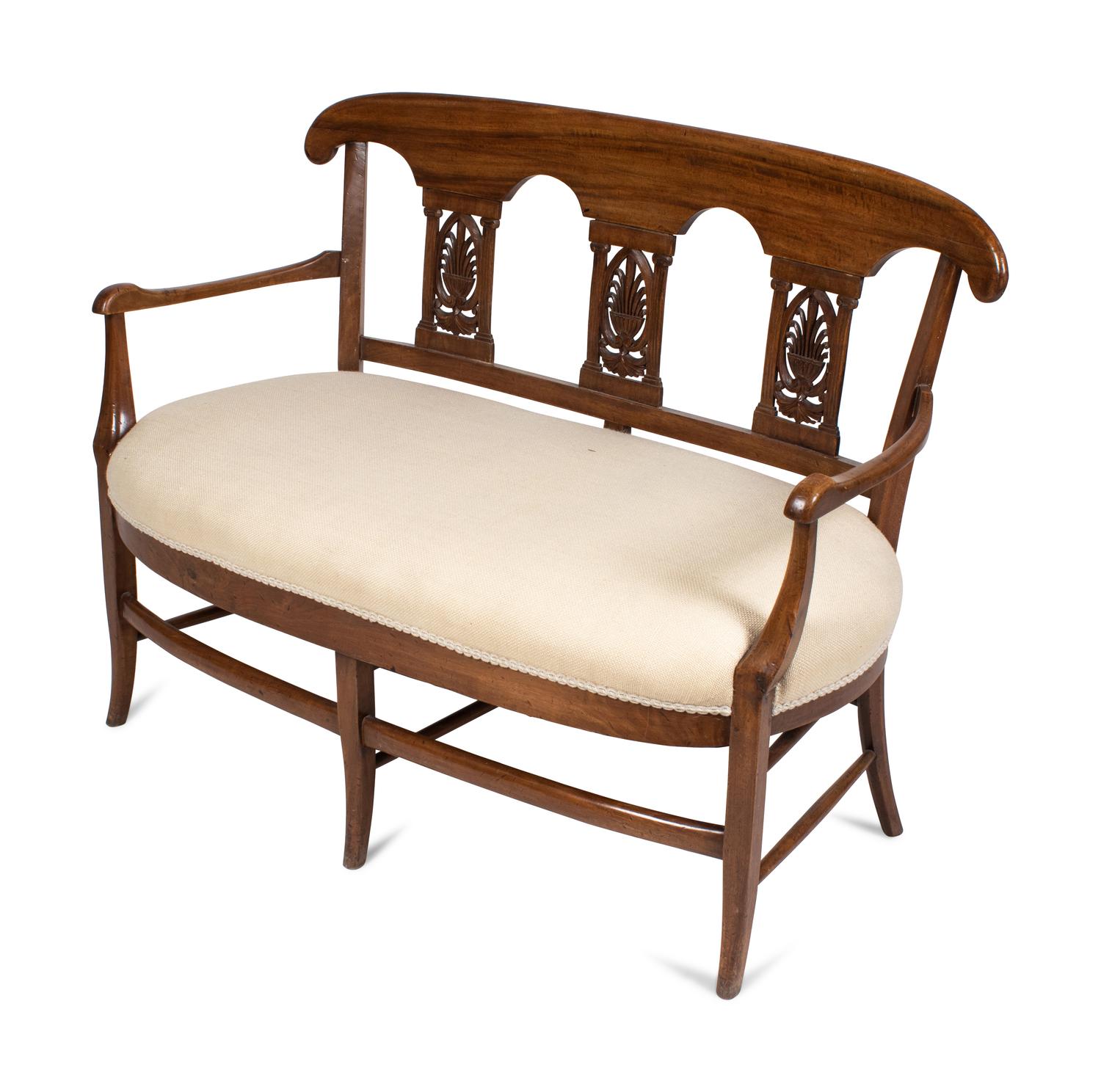 An Italian Walnut Triple-Back Settee
