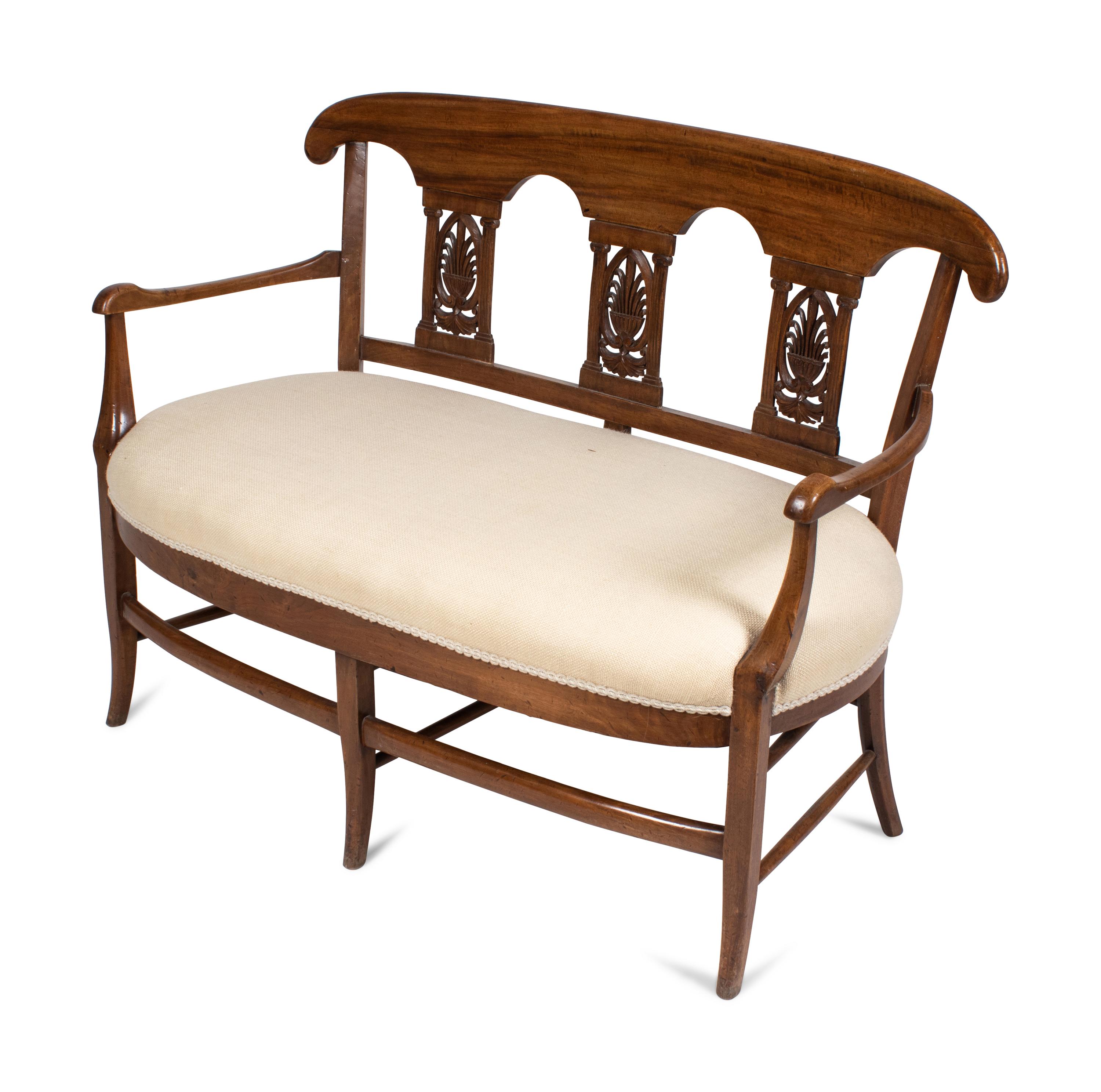 An Italian Walnut Triple-Back Settee