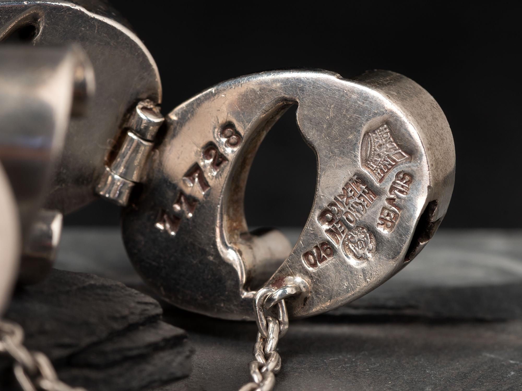 Taxco Sterling Silver Link Bracelet and Snake Ring,