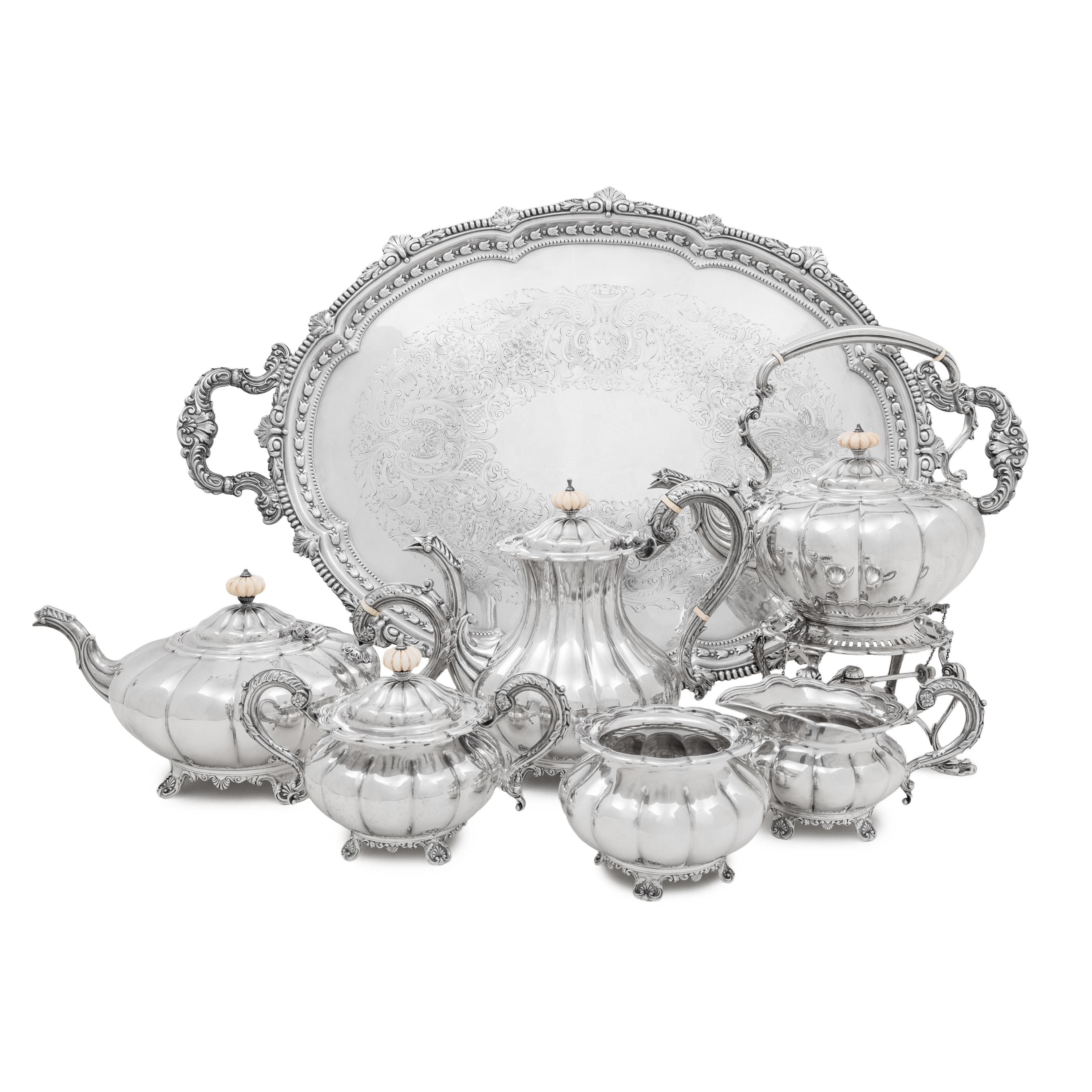 An English Silver Six-Piece Tea and Coffee Service