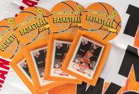 A Group of Michael Jordan Last Material Including An Unused Upper Deck Life Life Size Stand Up Display and a 1994 Rare Air Factory Sealed Basketball Card Set,