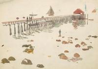 Maurice Prendergast (American, 1858-1924) - Two Girls with Fruit; With Long Wharf verso (A Double-Sided Work)
