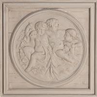 A Set of Four Neoclassical Style Gray-Painted Wood Roundels
