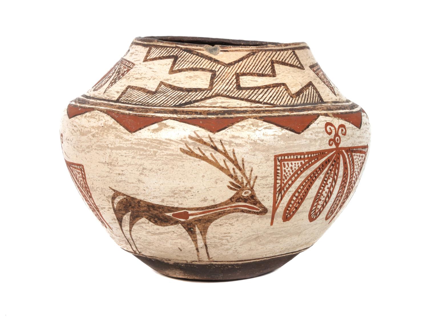 A Zuni Polychrome Olla Height 8 x diameter 10 inches