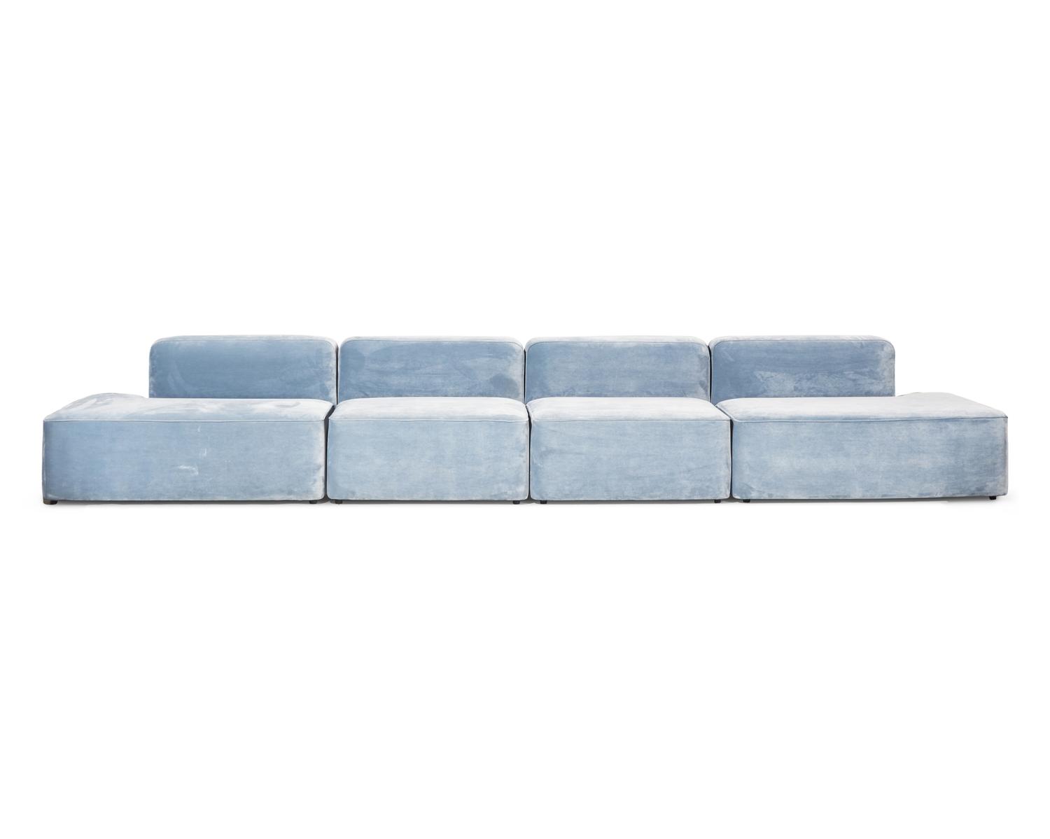 Rope Four-Piece Blue Velvet Modular Sofa Denmark