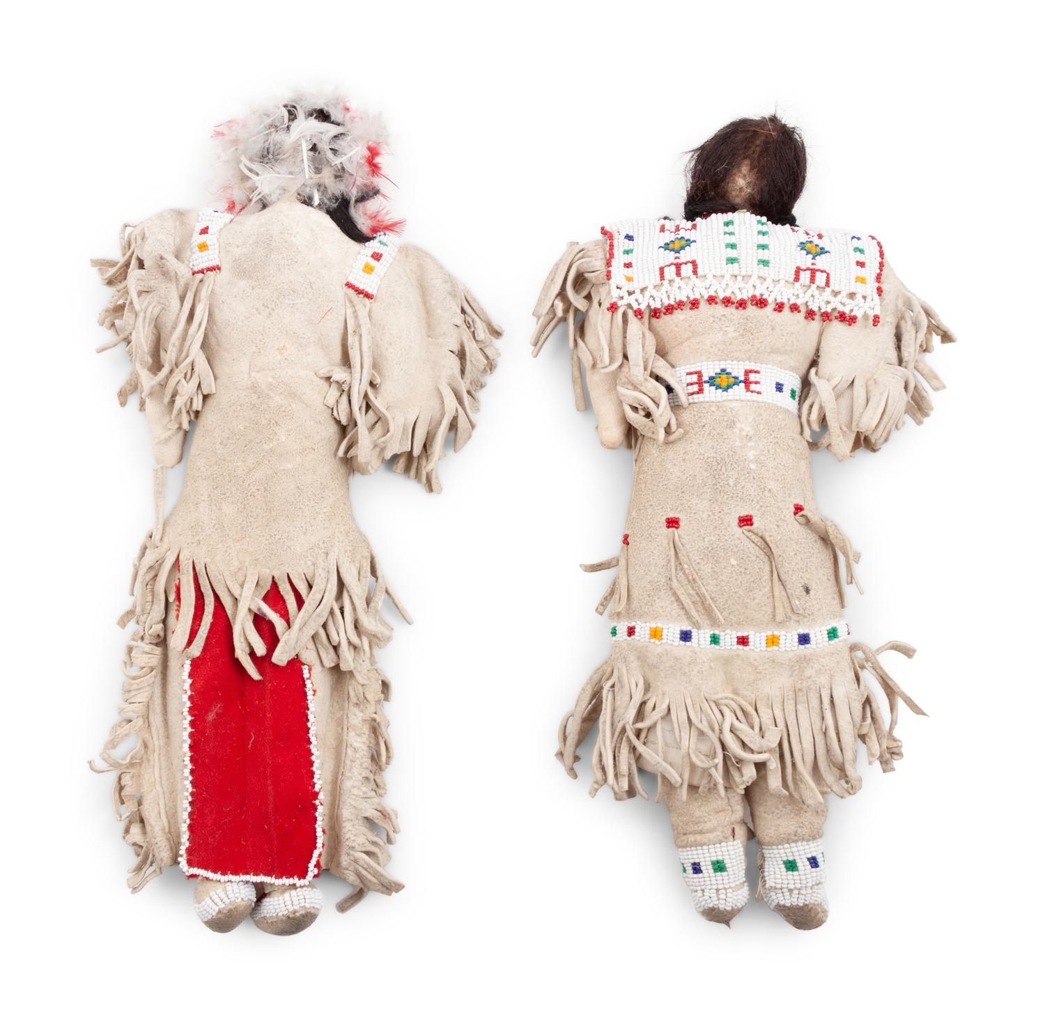 Ute Beaded Hide Dolls, Pair