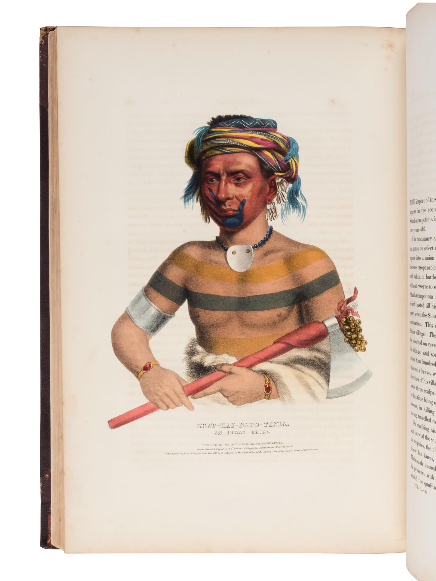 McKENNEY, Thomas L. (1785-1859) and James HALL (1793-1868). History of the Indian Tribes of North America . Philadelphia: [Edward C. Biddle, 1836]; Frederick W. Greenough, 1838; Daniel Rice and James G. Clark, 1844.