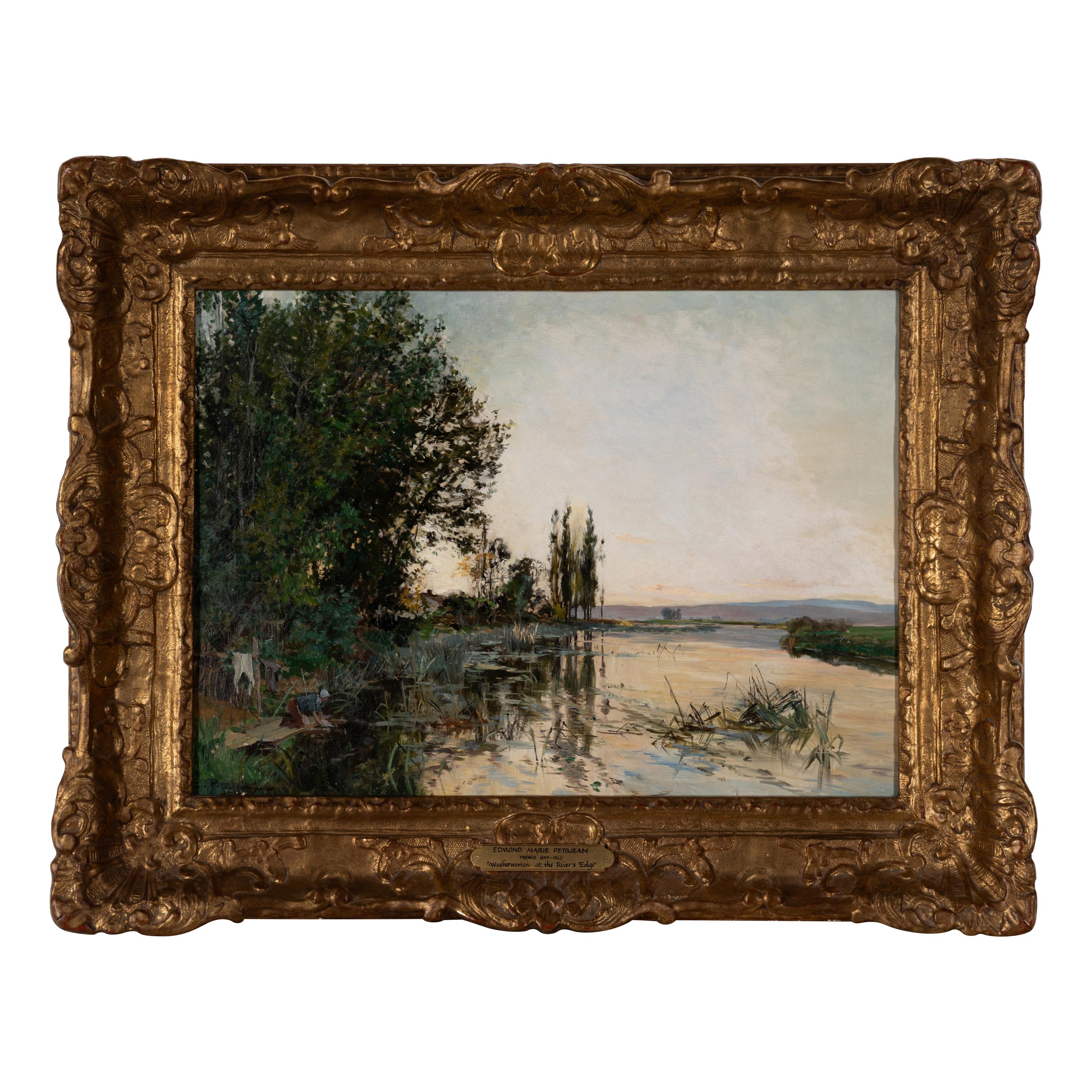 Edmond Marie Petitjean (French, 1844-1925) — Washerwoman at the River's Edge