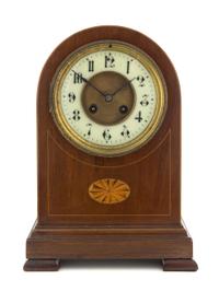 A Regency Style Mahogany Mantel Clock Height 12 inches. — MOVEMENT BY JAPY FRERES, PARIS, 19TH CENTURY