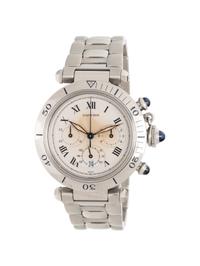 CARTIER, REF. 1050 STAINLESS STEEL 'PASHA' CHRONOGRAPH DATE WATCH, WITH BOX