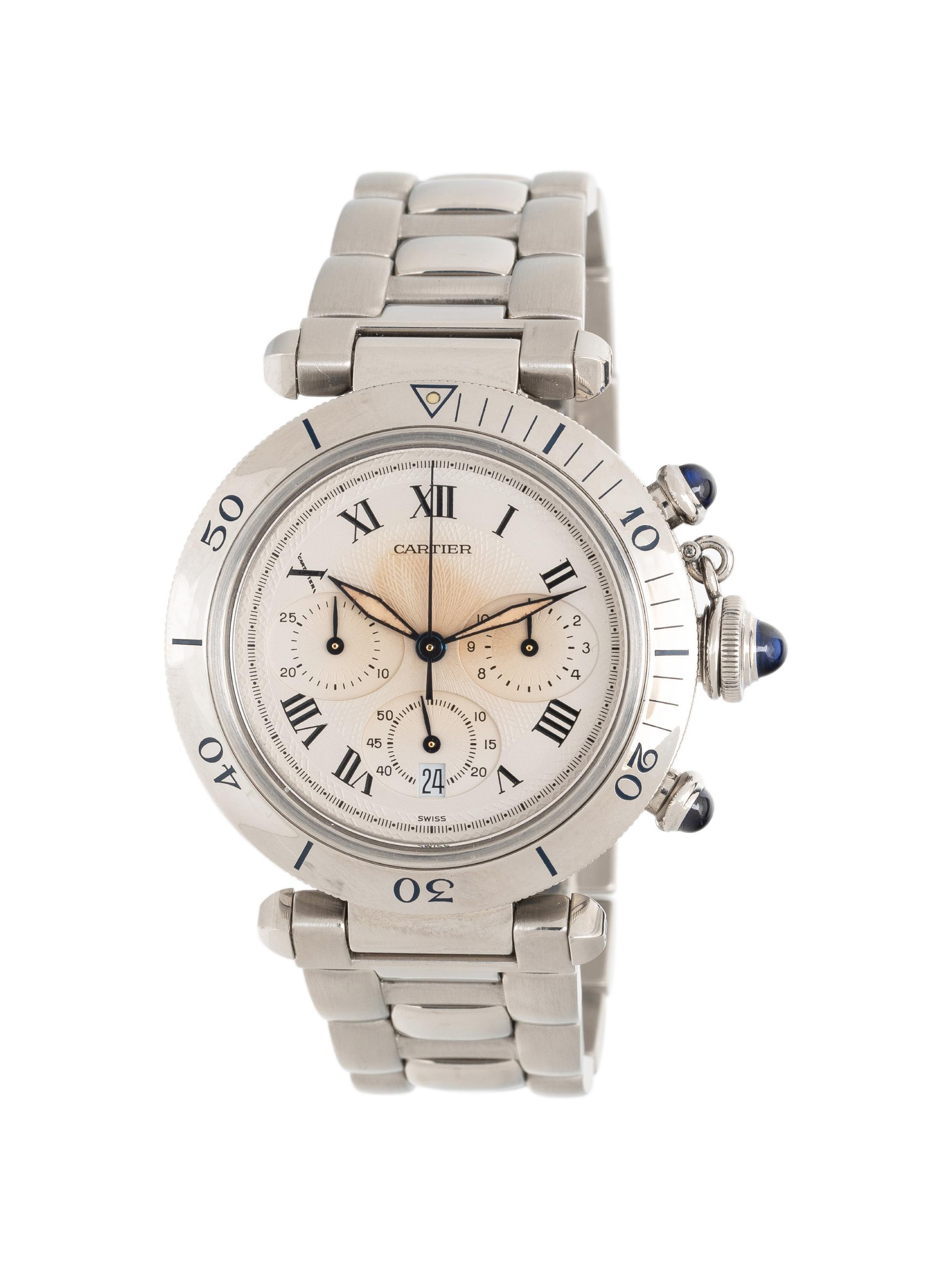 CARTIER, REF. 1050 STAINLESS STEEL 'PASHA' CHRONOGRAPH DATE WATCH, WITH BOX
