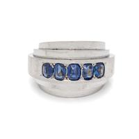 SUZANNE BELPERRON, PALLADIUM, YELLOW GOLD AND SAPPHIRE 'STEPPED MODEL' RING