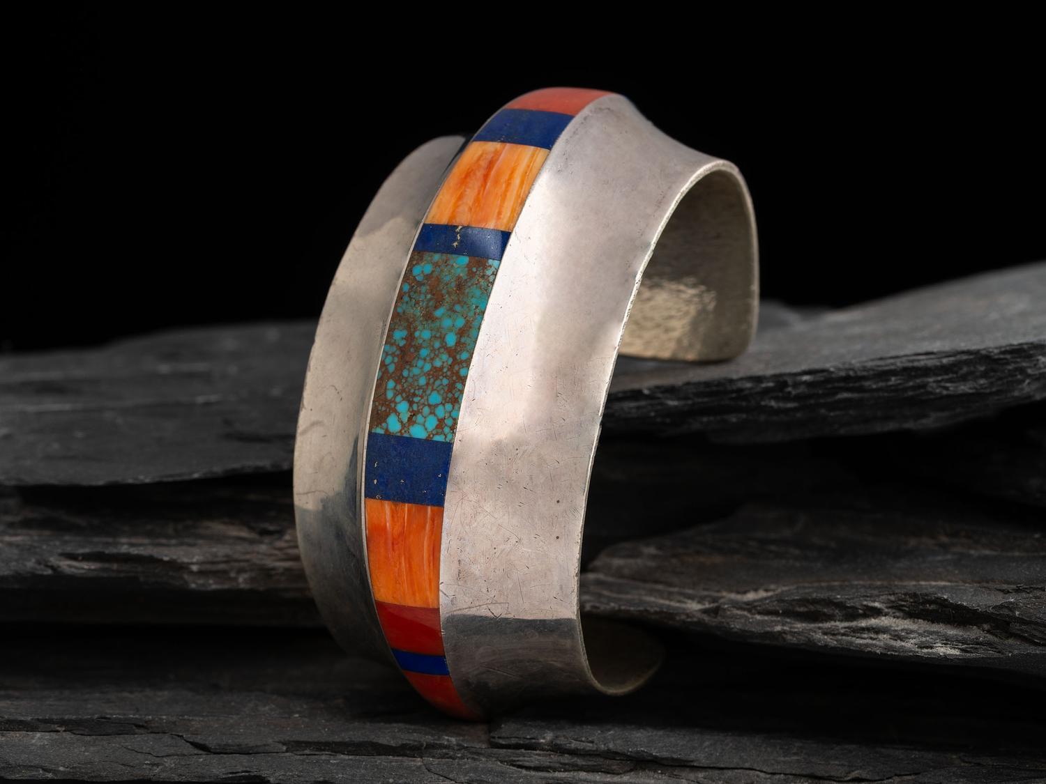 Sterling Silver and Inlay Cuff Bracelet