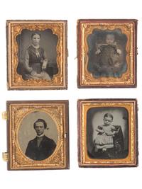 [EARLY PHOTOGRAPHY]. 40 assorted sixth and ninth plate ambrotype and tintype portraits of men, women, and children, incl. example by GUTEKUNST.