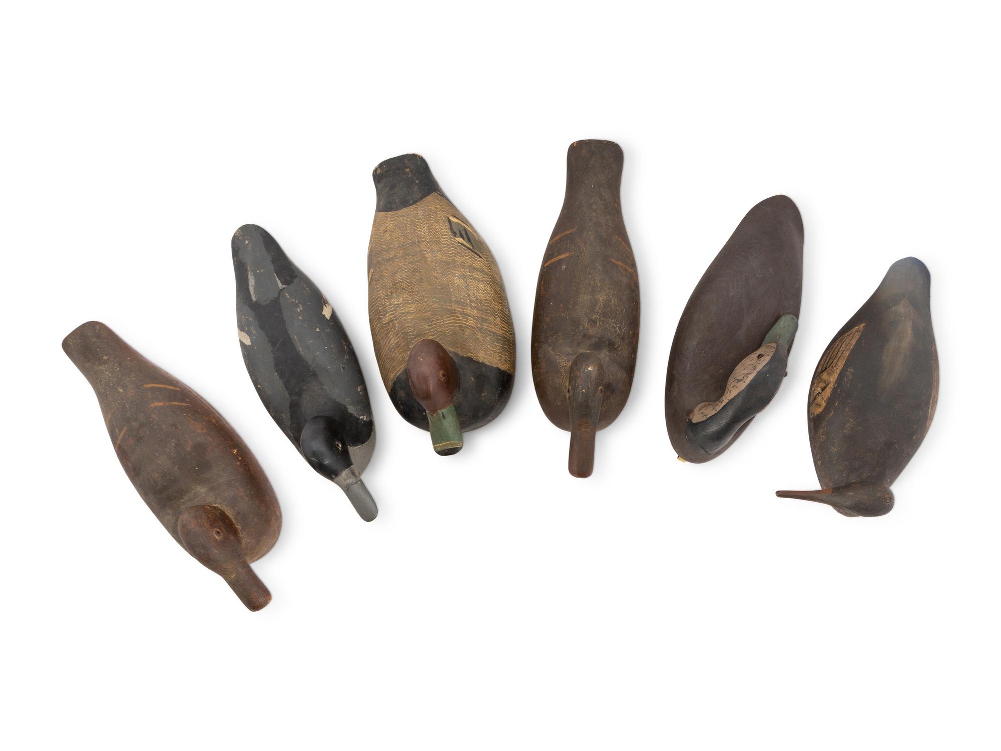 A Group of Carved and Polychrome Painted Duck Decoys