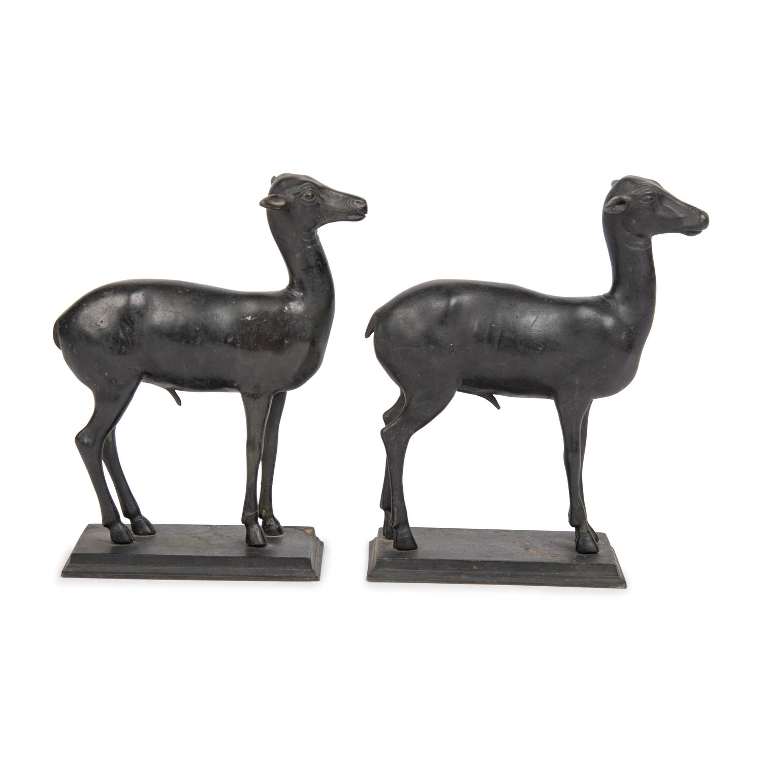 A Pair of Grand Tour Bronze Models of the Pompeian Deer