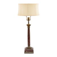 A Continental Gilt Metal and Red Marble Table Lamp