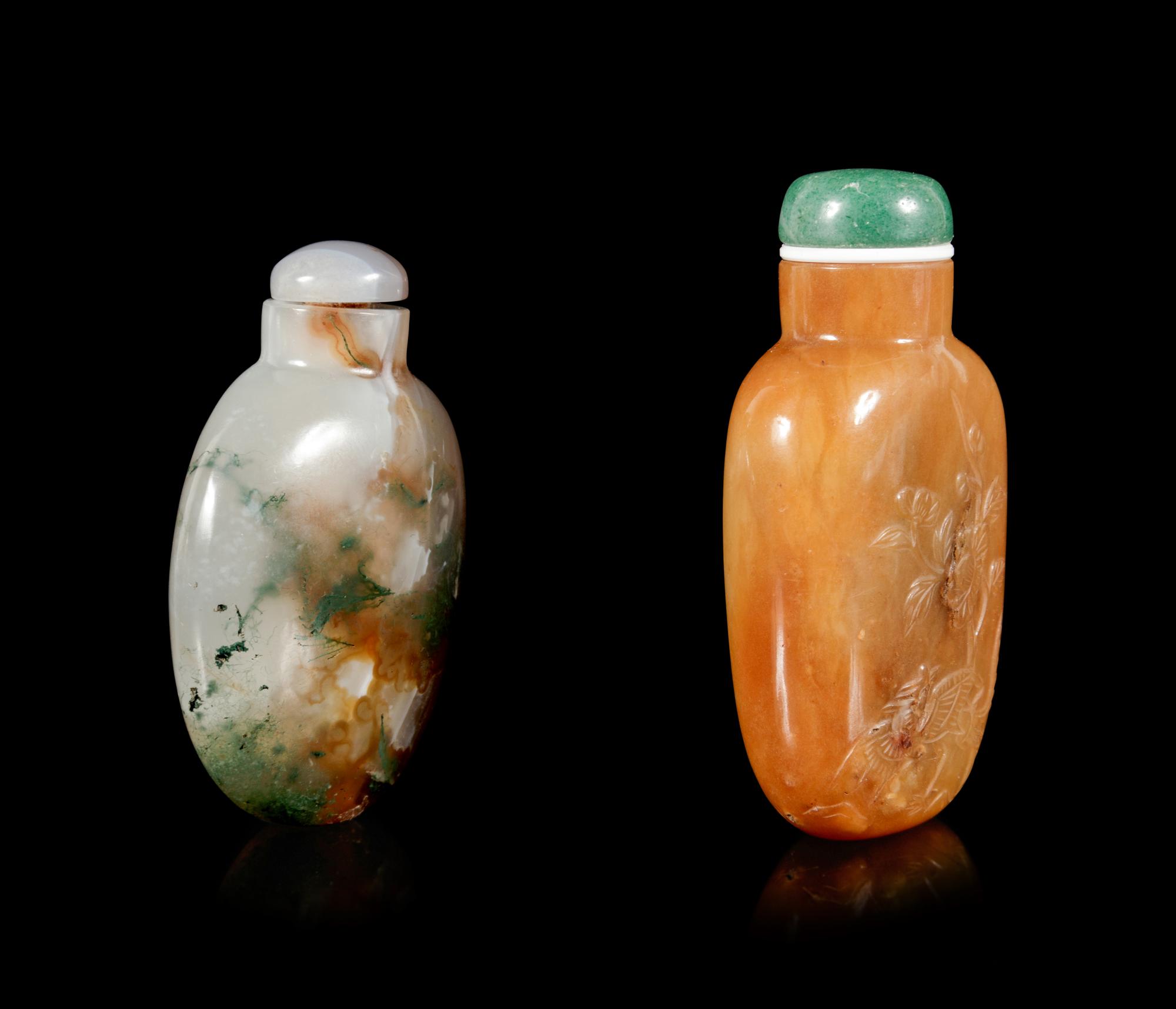 Two Chinese Hardstone Snuff Bottles