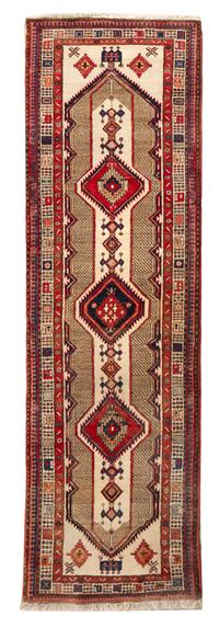 Two Heriz Wool Runners. Length of longer 14 feet 7 inches x 3 feet 6 inches.