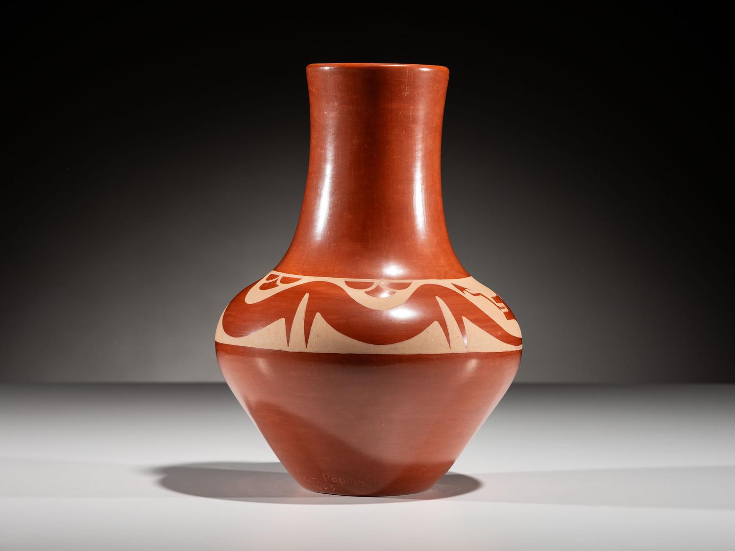 Redware Pottery Vase, Signed Twice October 1963