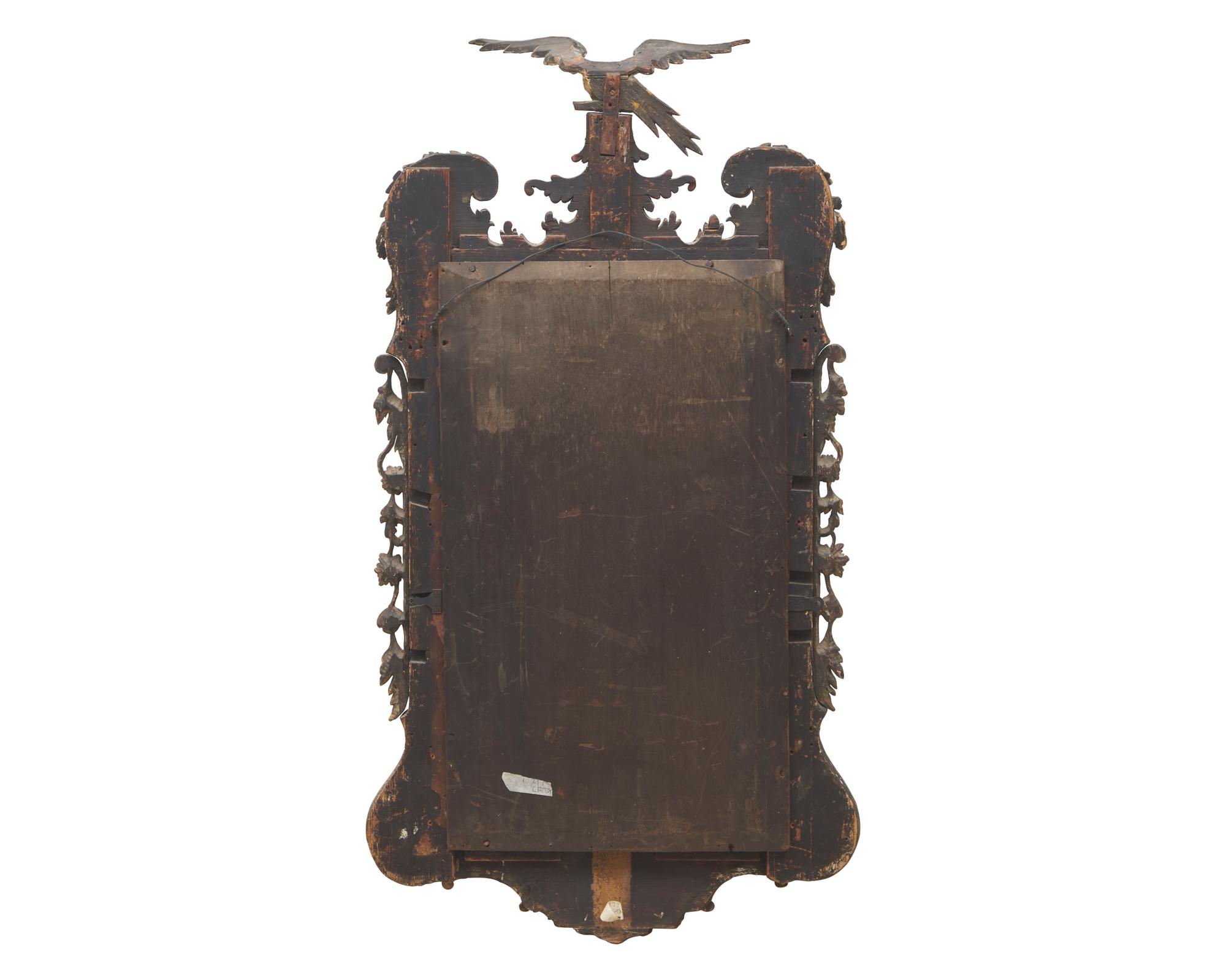 A George II Walnut Veneered and Parcel-Gilt Looking Glass