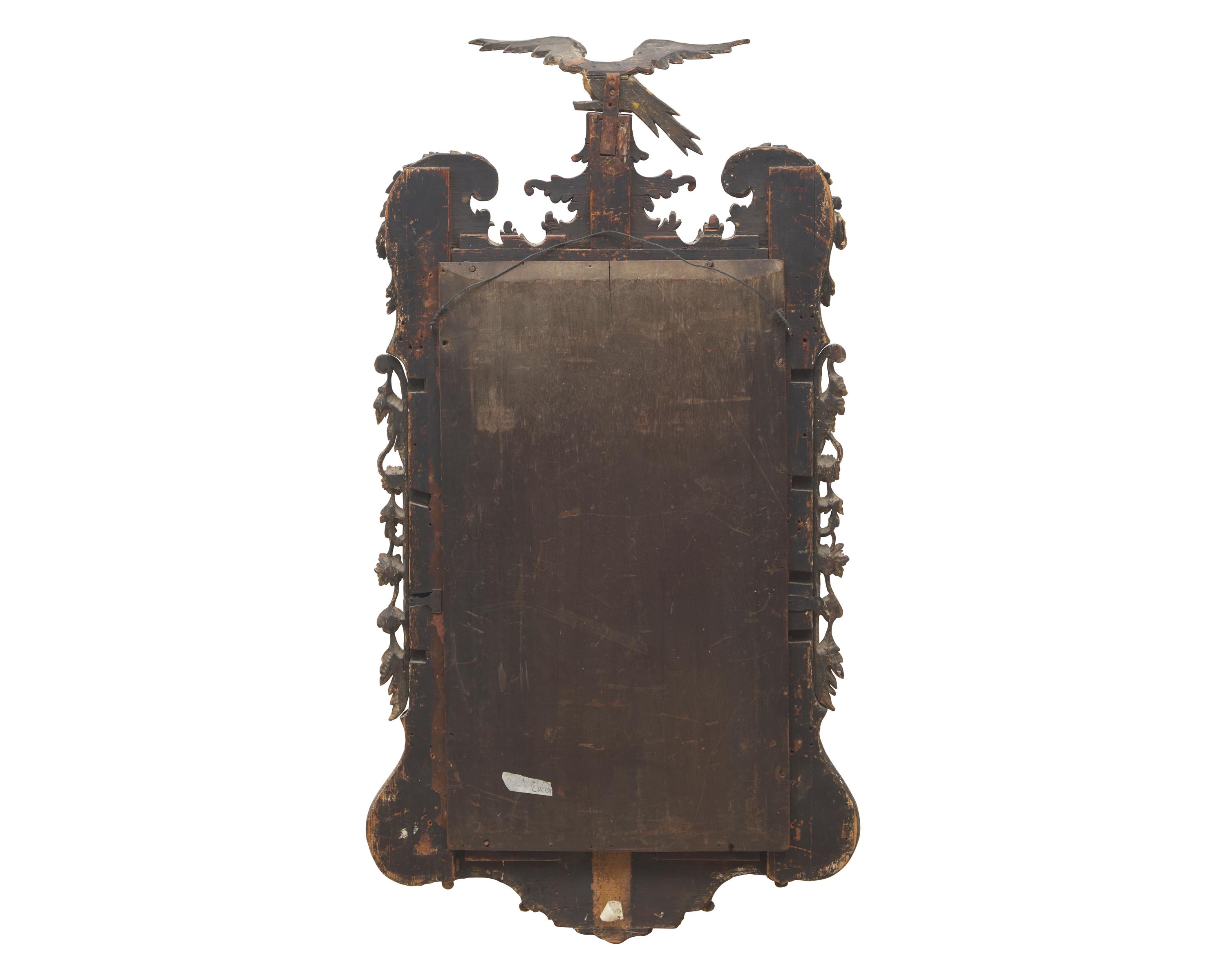 A George II Walnut Veneered and Parcel-Gilt Looking Glass