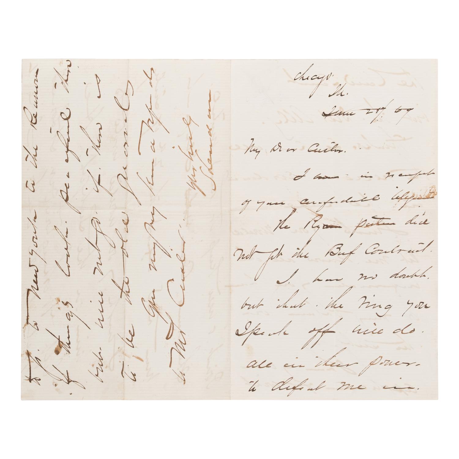 [Custer, George Armstrong, Gen. (1839-1876)]. A pair of letters from Generals Sheridan and Sherman to Custer, regarding his attempt to secure a transfer to West Point, comprising: