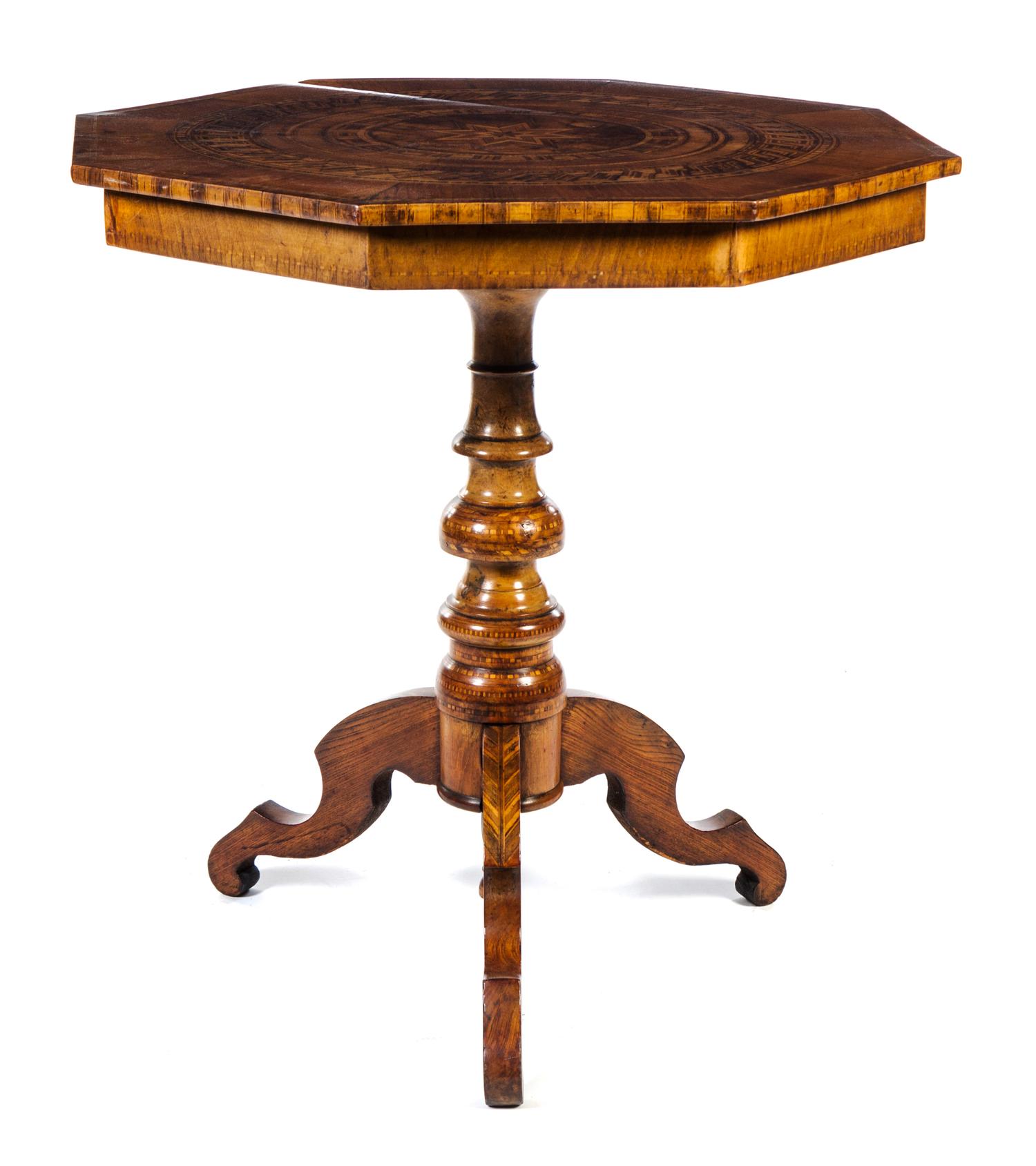An Austrian Parquetry Center Table Height 31 1/4 x diameter of top 32 inches. — 19TH CENTURY