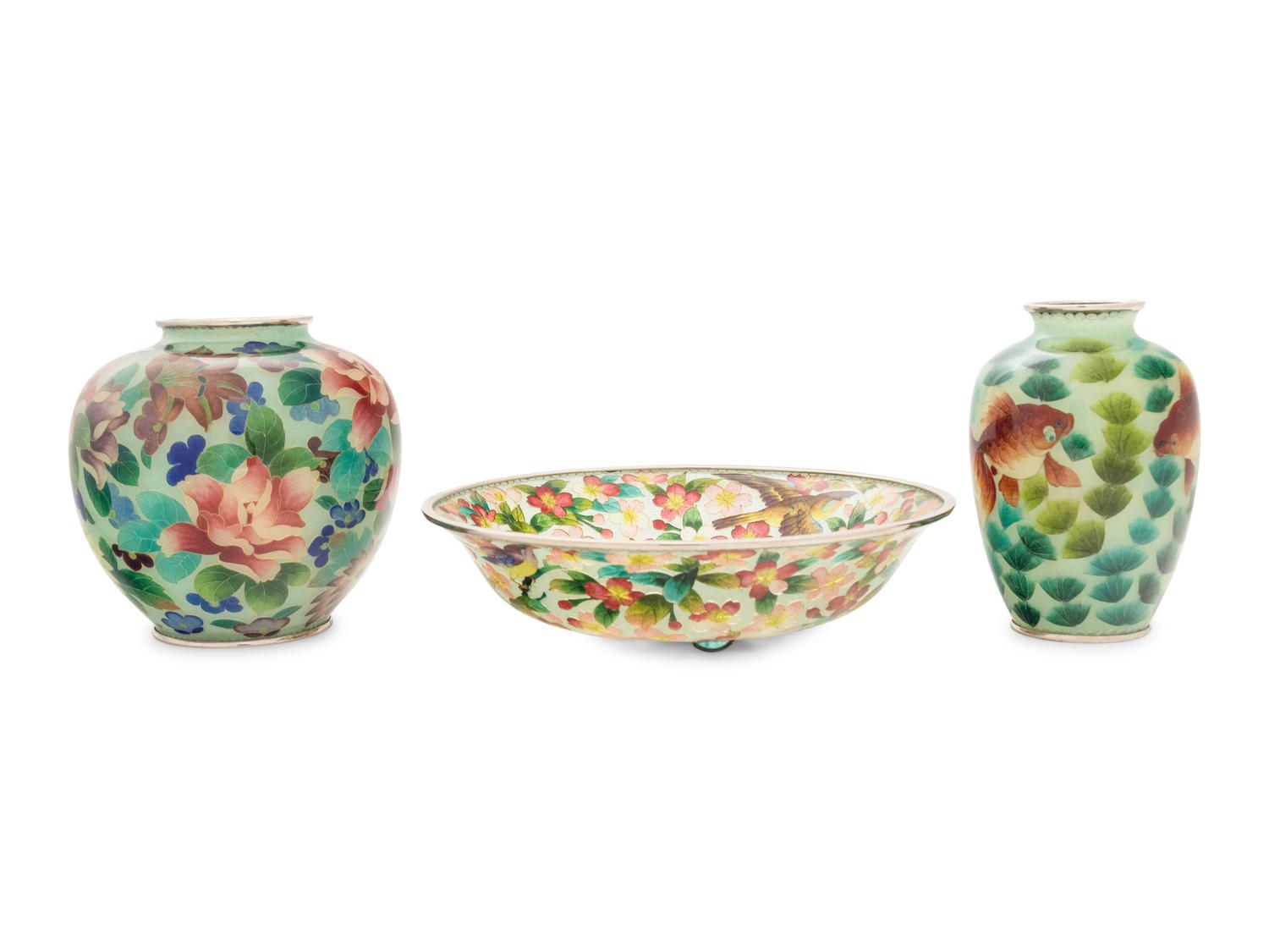 Three Japanese Plique-A-Jour Articles
