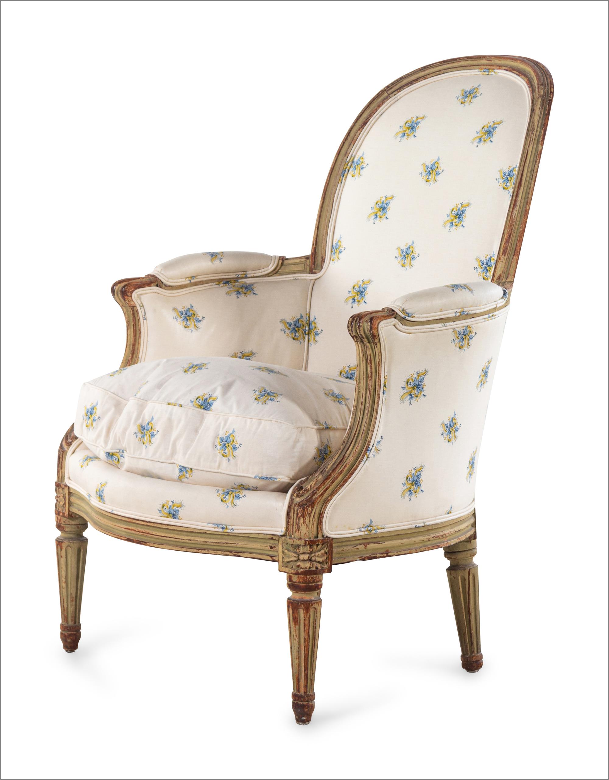 A Louis XVI Style Painted Bergere