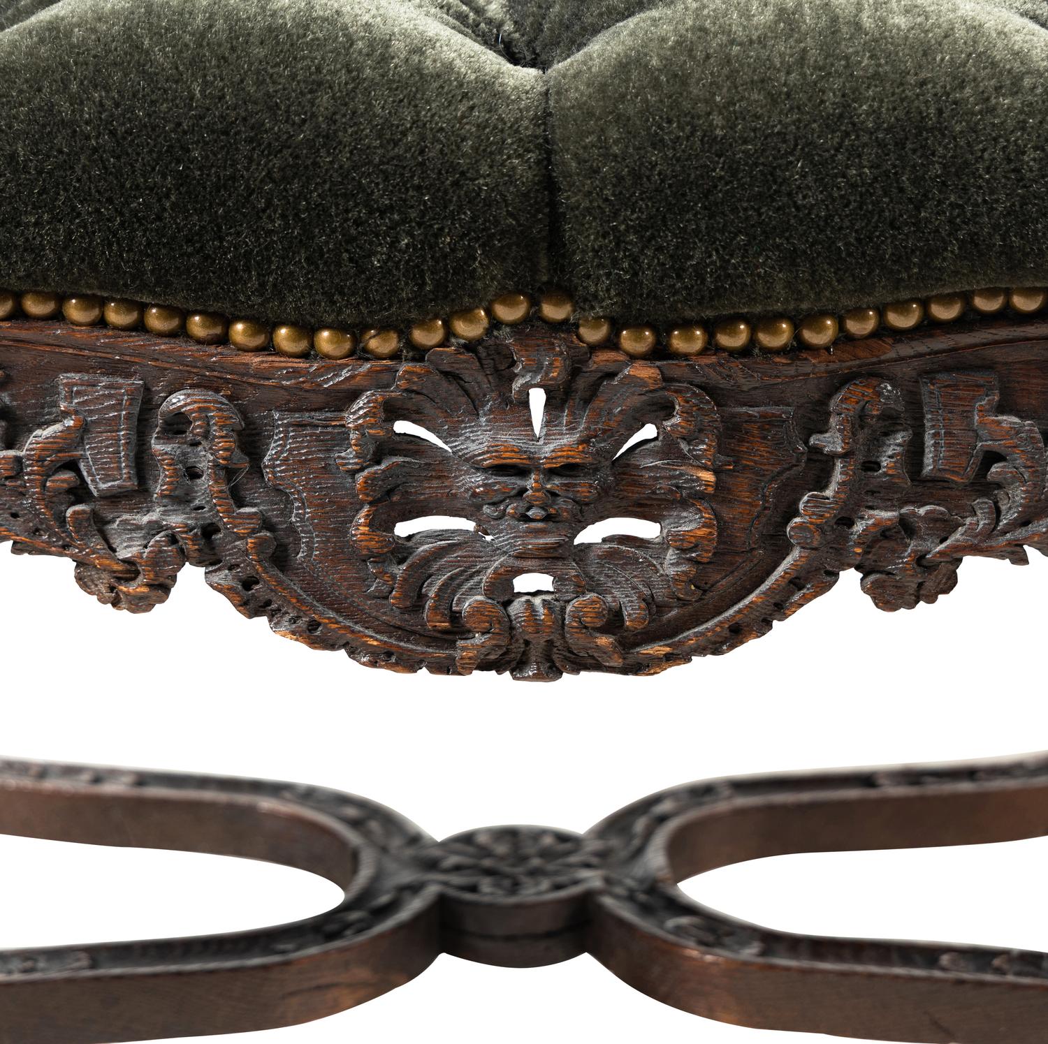 A Régence Carved Oak Stool