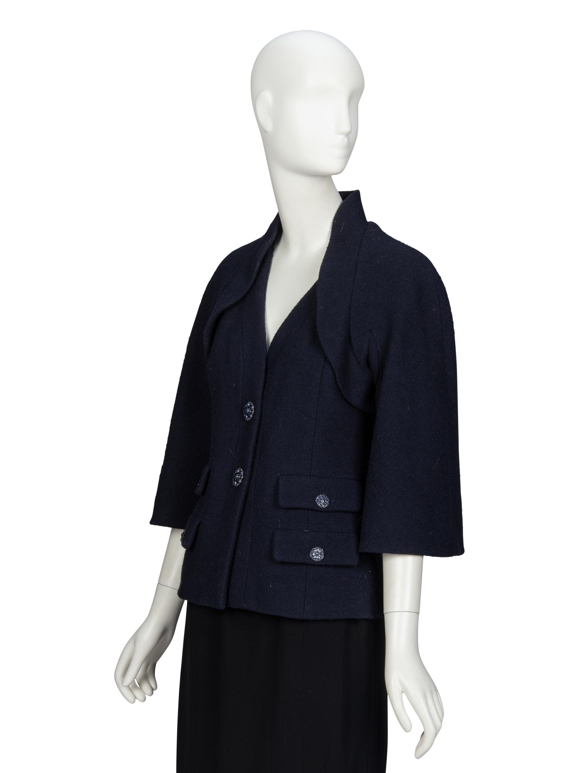 CHANEL, NAVY BOUCLÉ TWEED JACKET