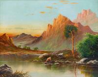 Mountain Landscape with Bulls