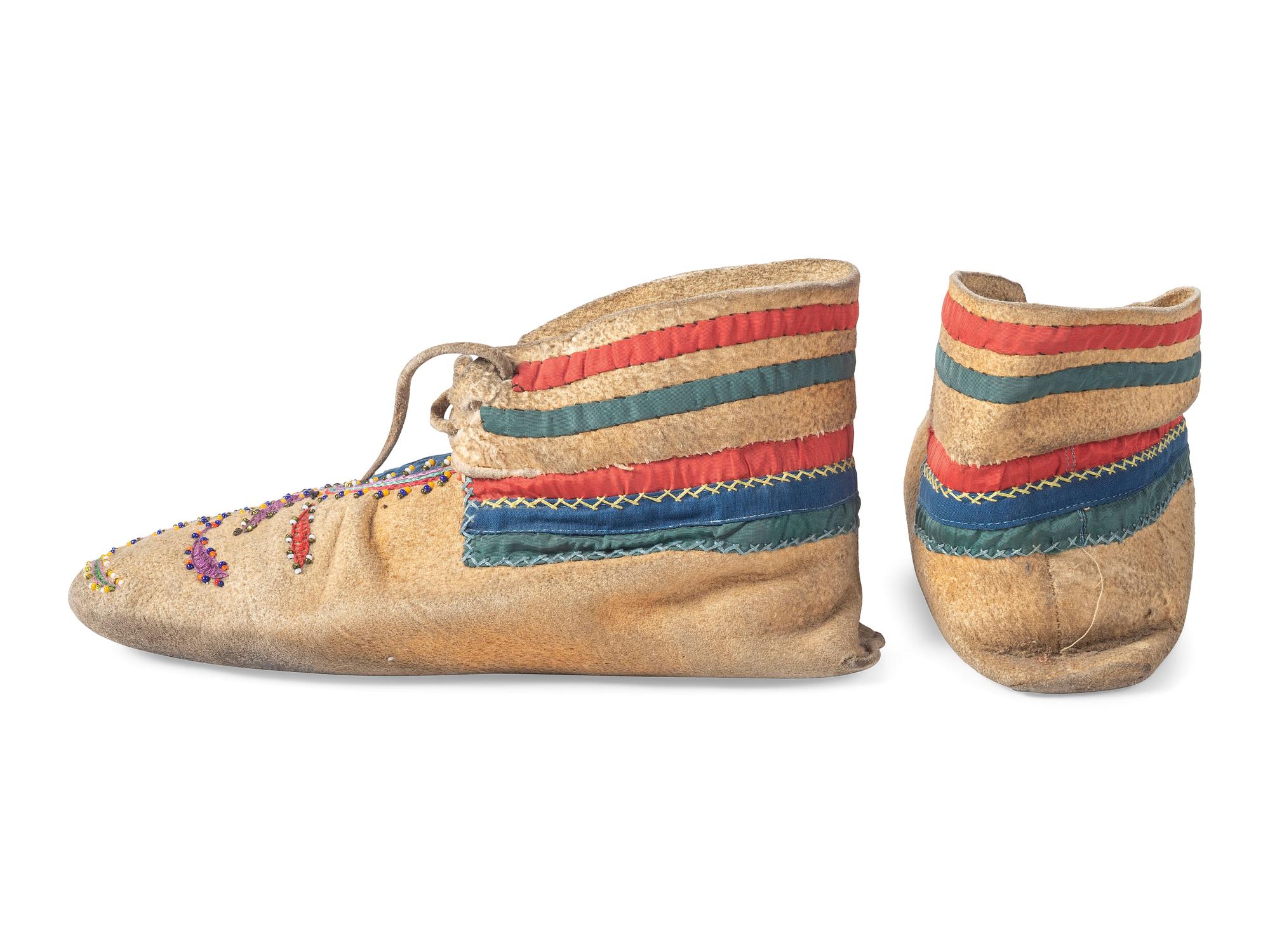 Anishinaabe Beaded Hide Moccasins