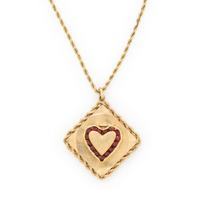 YELLOW GOLD AND GARNET HEART LOCKET NECKLACE