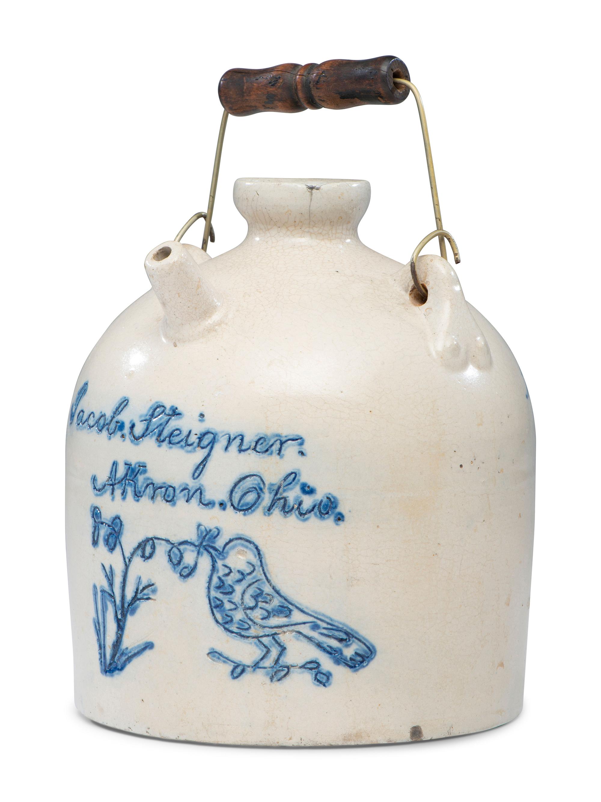 A Cobalt Decorated Stoneware Harvest or Field Jug Attributed to Wingerter Pottery