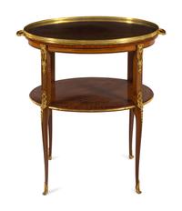 A Louis XVI Style Gilt Bronze Mounted Parquetry Serving Table
