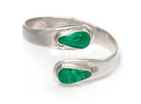 A Sterling Silver and Glass Bypass Bangle Bracelet, 38.60 dwts.