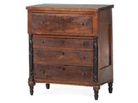 A Late Federal Parcel Ebonized Walnut Diminutive Child's Chest of Drawers