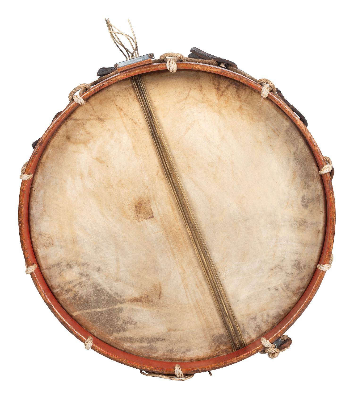 [CIVIL WAR]. Regulation US Infantry hand-painted snare drum. Attributed manufacture to Charles E. Town, Bath, ME.