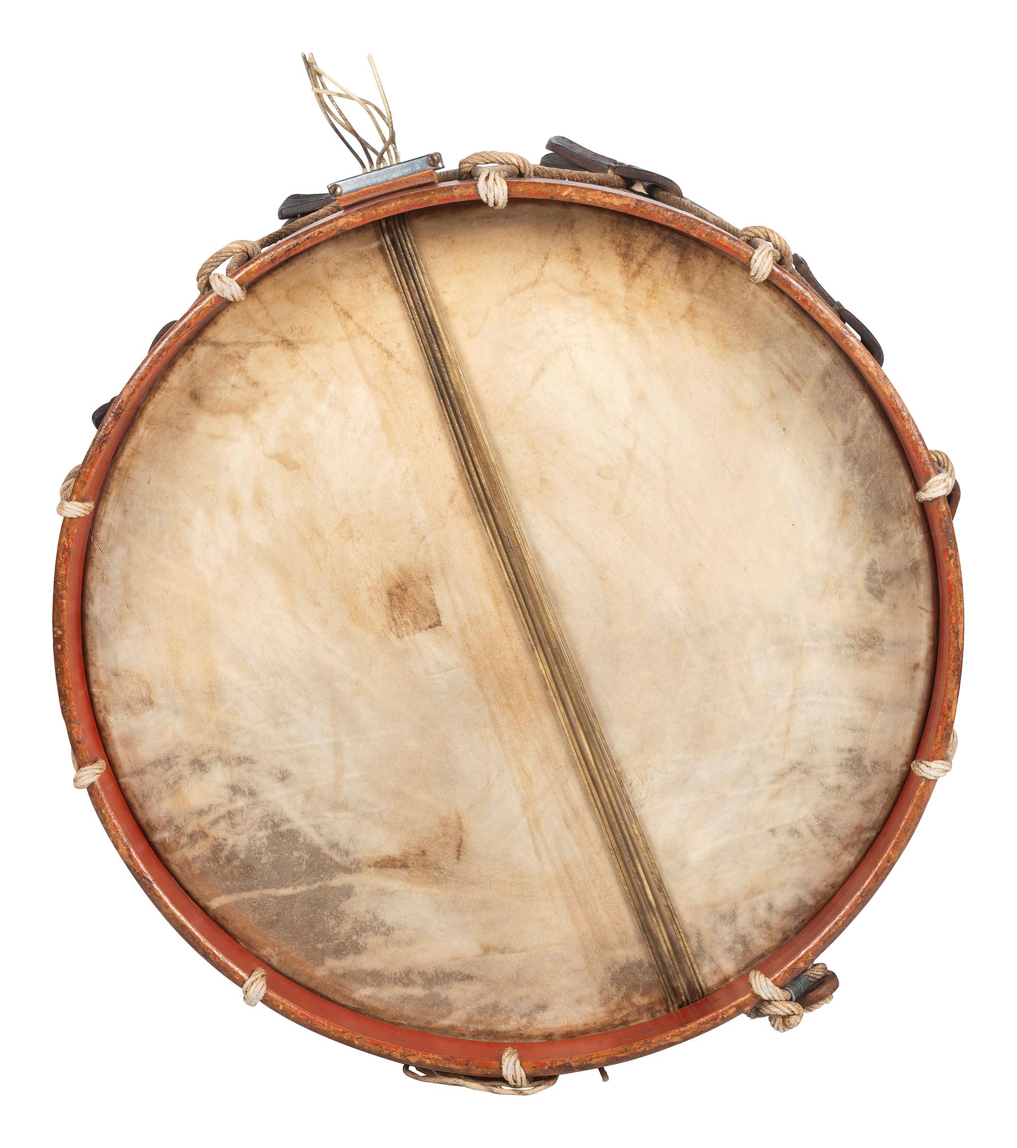 [CIVIL WAR]. Regulation US Infantry hand-painted snare drum. Attributed manufacture to Charles E. Town, Bath, ME.