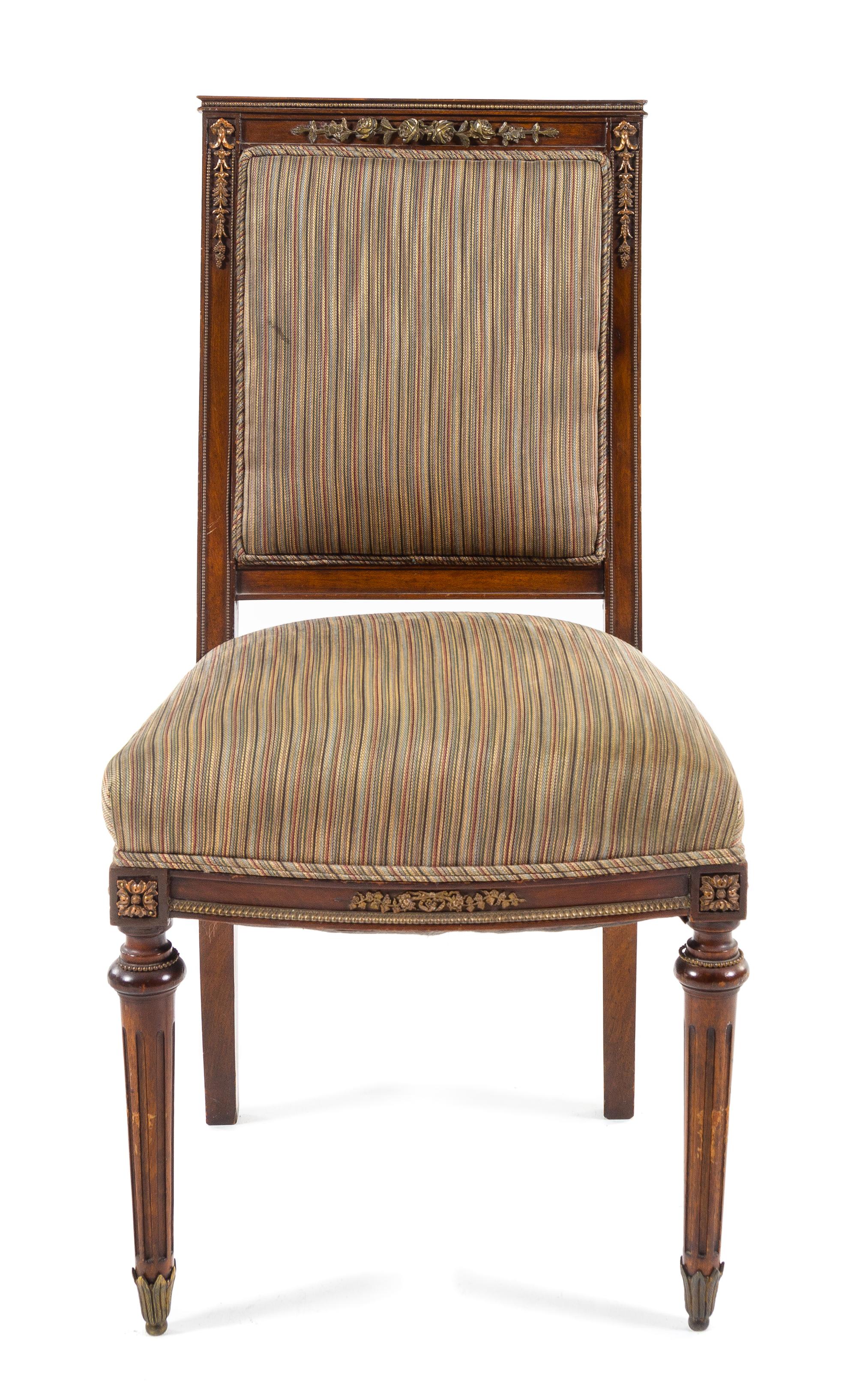 An Empire Style Gilt Metal Mounted Mahogany Side Chair Height 39 inches. — EARLY 20TH CENTURY