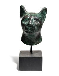 An Egyptian Bronze Cat Head