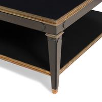 A Custom Black Lacquered and Gilt Metal Mounted Low Table