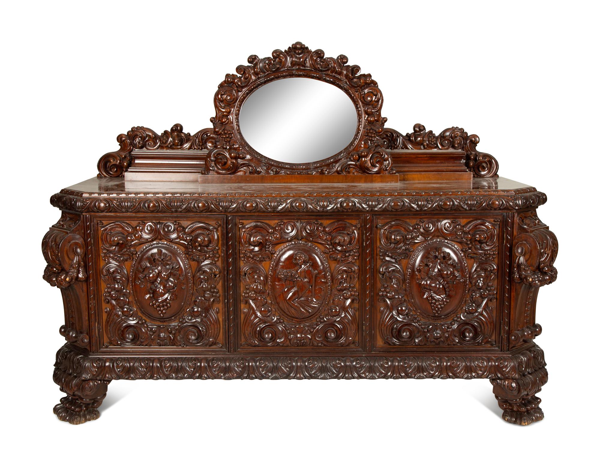 An Austro-Hungarian Carved Mahogany Sideboard — Early 20th Century